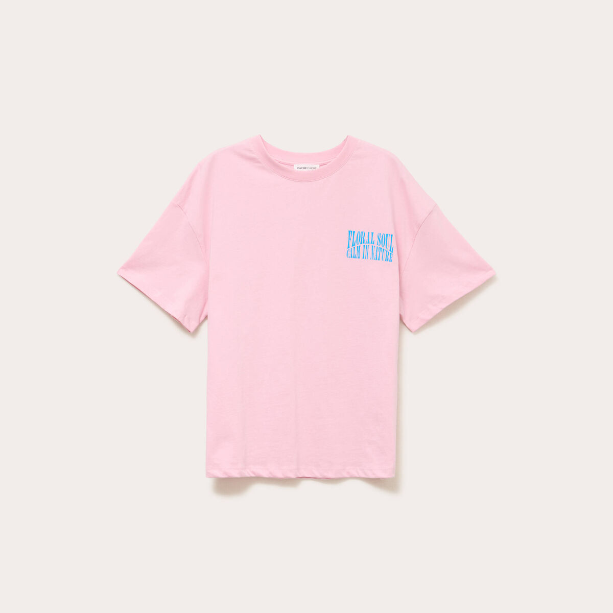Top oversize manches courtes longues rose poudr&eacute;e femme