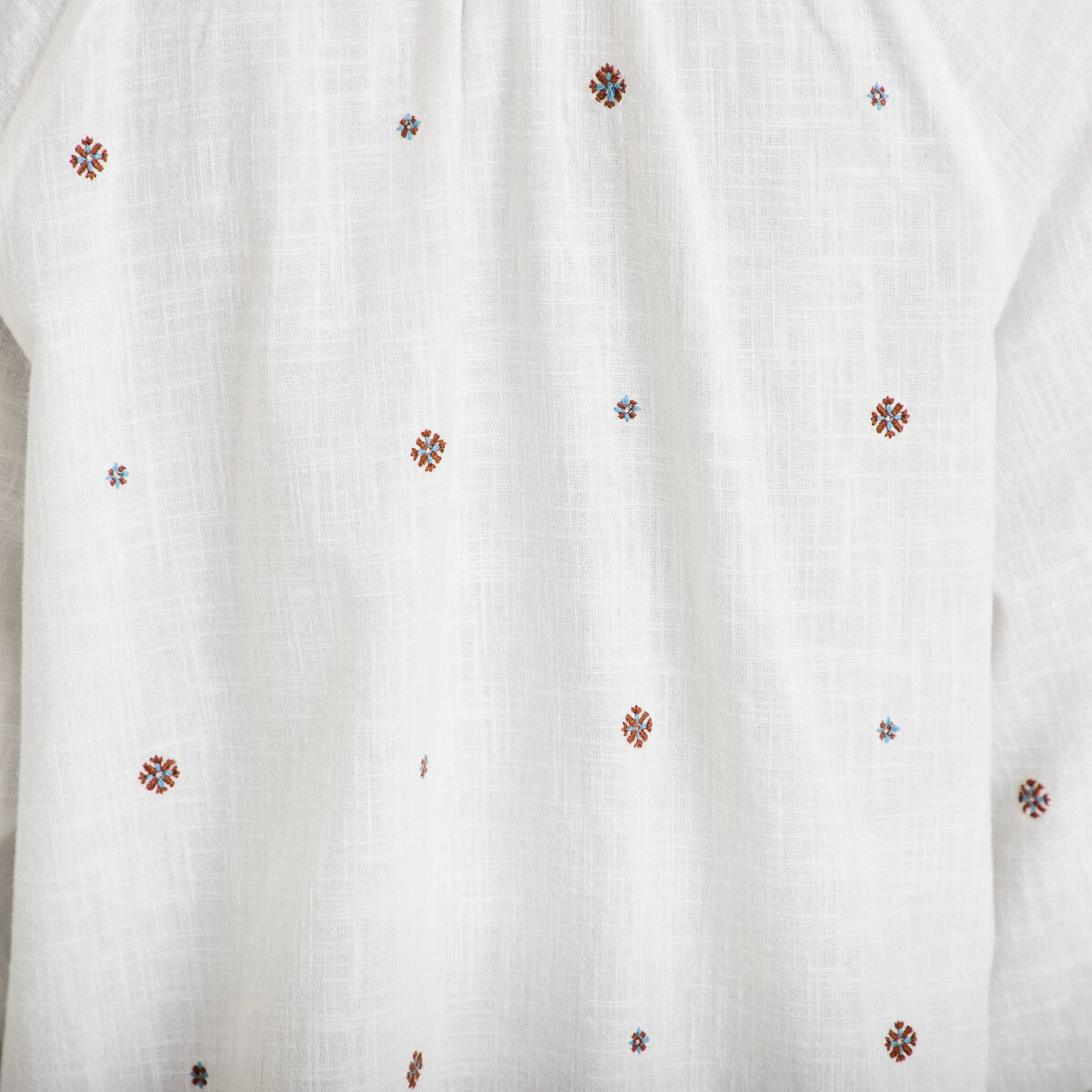 Blouse ample col tunisien manches 3/4 ecru femme