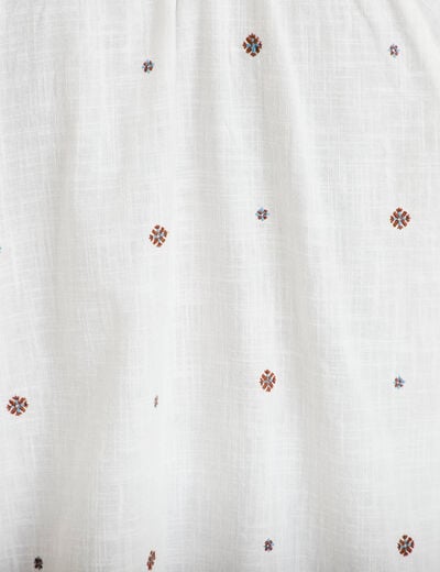 Blouse ample col tunisien manches 3/4 ecru femme