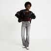 Jean bootcut taille basse denim gris femme