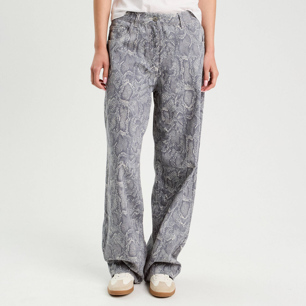 Pantalon ballon large bleu gris femme