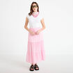 Jupe longue trap&egrave;ze rose clair femme