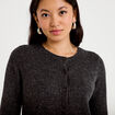 Gilet boutonn&eacute; manches longues gris fonc&eacute; femme