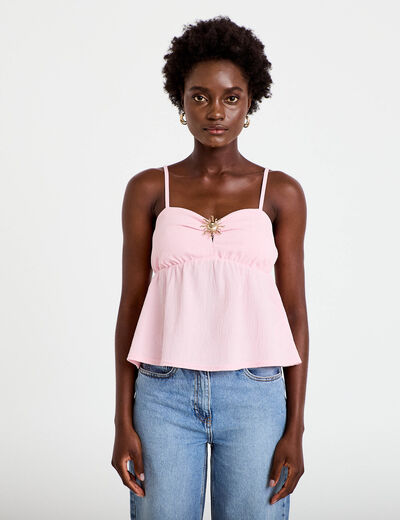 D&eacute;bardeur d&eacute;tail bijou rose clair femme