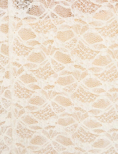 Blouse dentelle col rond manches longues ecru femme