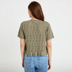 Gilet ajour&eacute; manches courtes col rond vert kaki femme