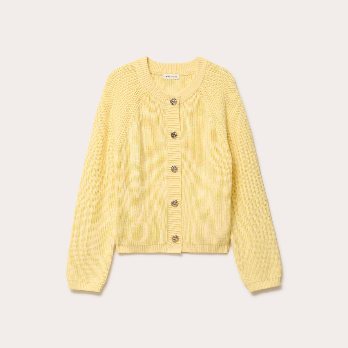Gilet manches longues jaune clair femme
