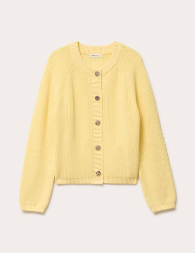 Gilet manches longues jaune clair femme