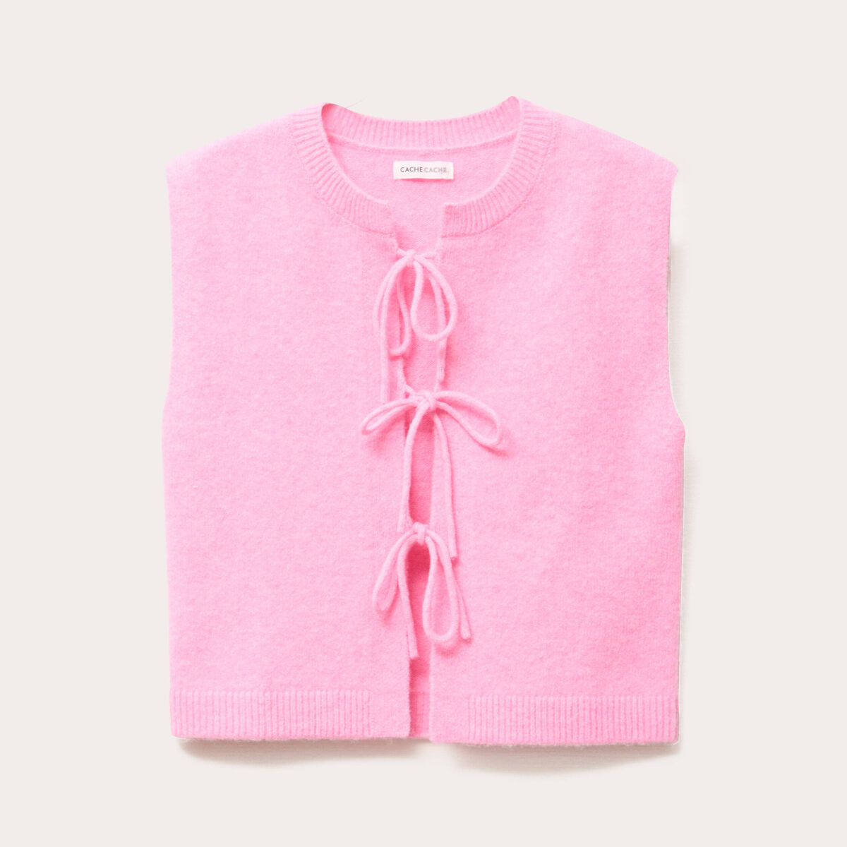 Gilet sans manches nou&eacute; rose femme