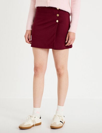 Jupe-short trap&egrave;ze en maille bordeaux femme