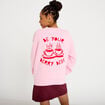 Sweat oversize col rond manches longues rose clair femme
