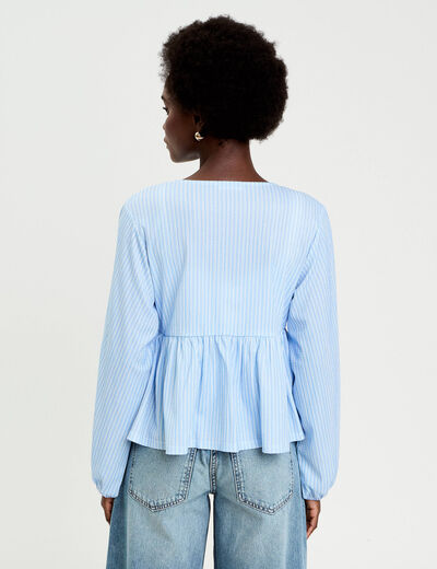 Blouse manches longues en cr&ecirc;pe blanc femme