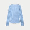 T-shirt ajust&eacute; col rond manches longues bleu ciel femme