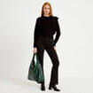 Pantalon bootcut taille haute noir femme