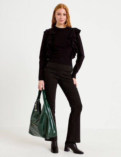 Pantalon bootcut taille haute noir femme