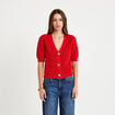 Gilet col v manches courtes rouge femme