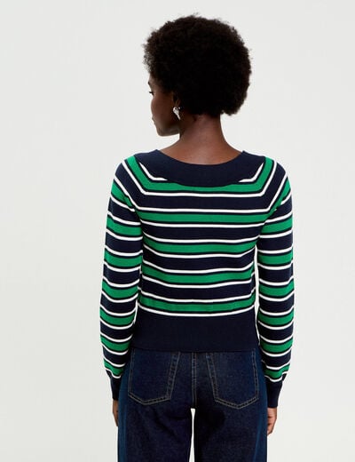 Gilet col bateau bleu marine femme