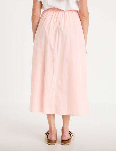 Jupe longue &eacute;vas&eacute;e taille haute rose femme