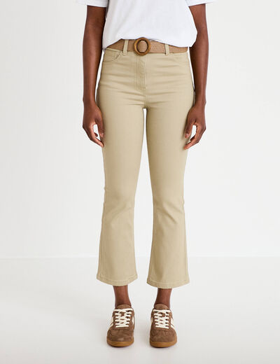 Jean bootcut cropped taille haute vert femme