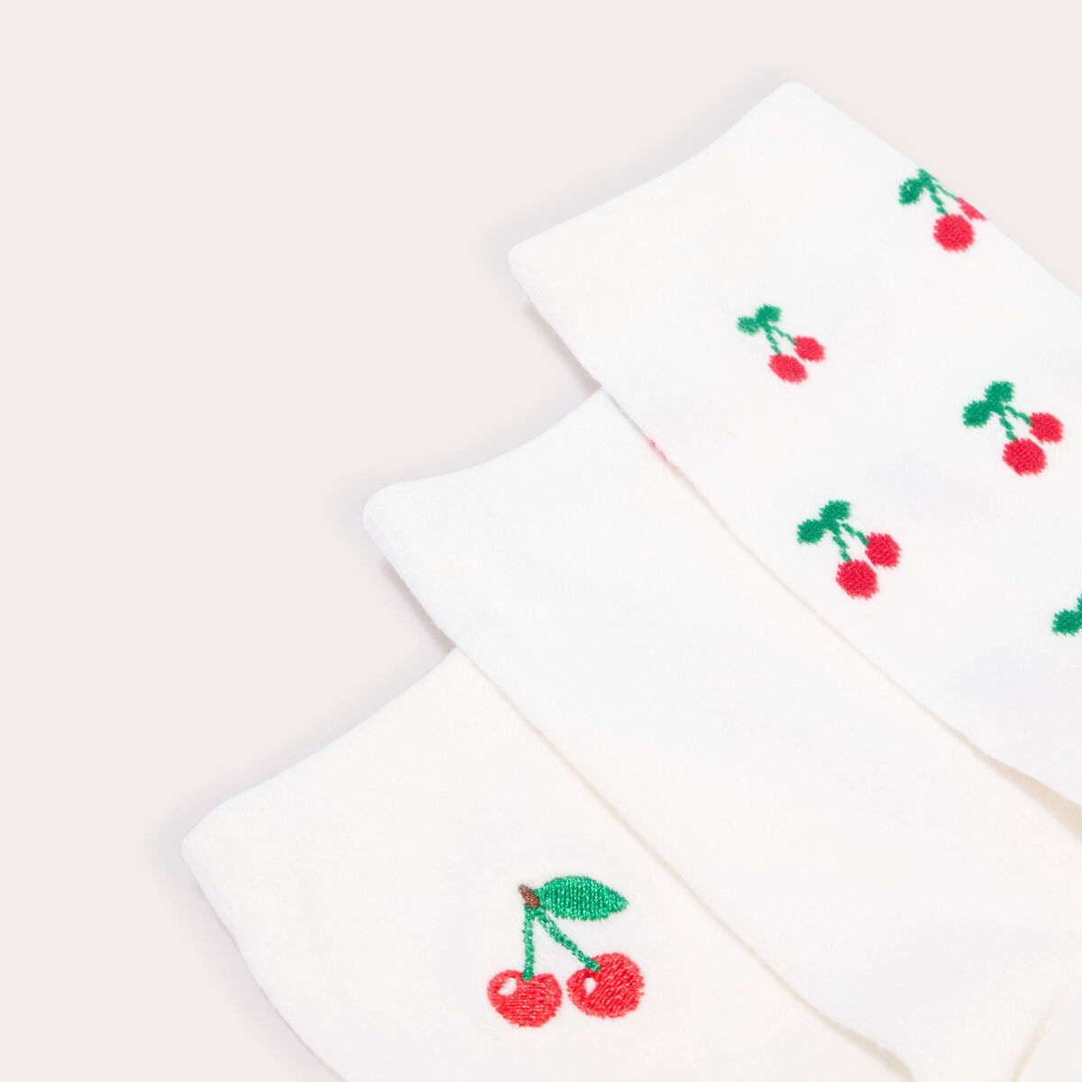 Lot de 3 paires de chaussettes fantaisie ecru femme