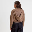 Pull &agrave; capuche manches longues marron clair femme