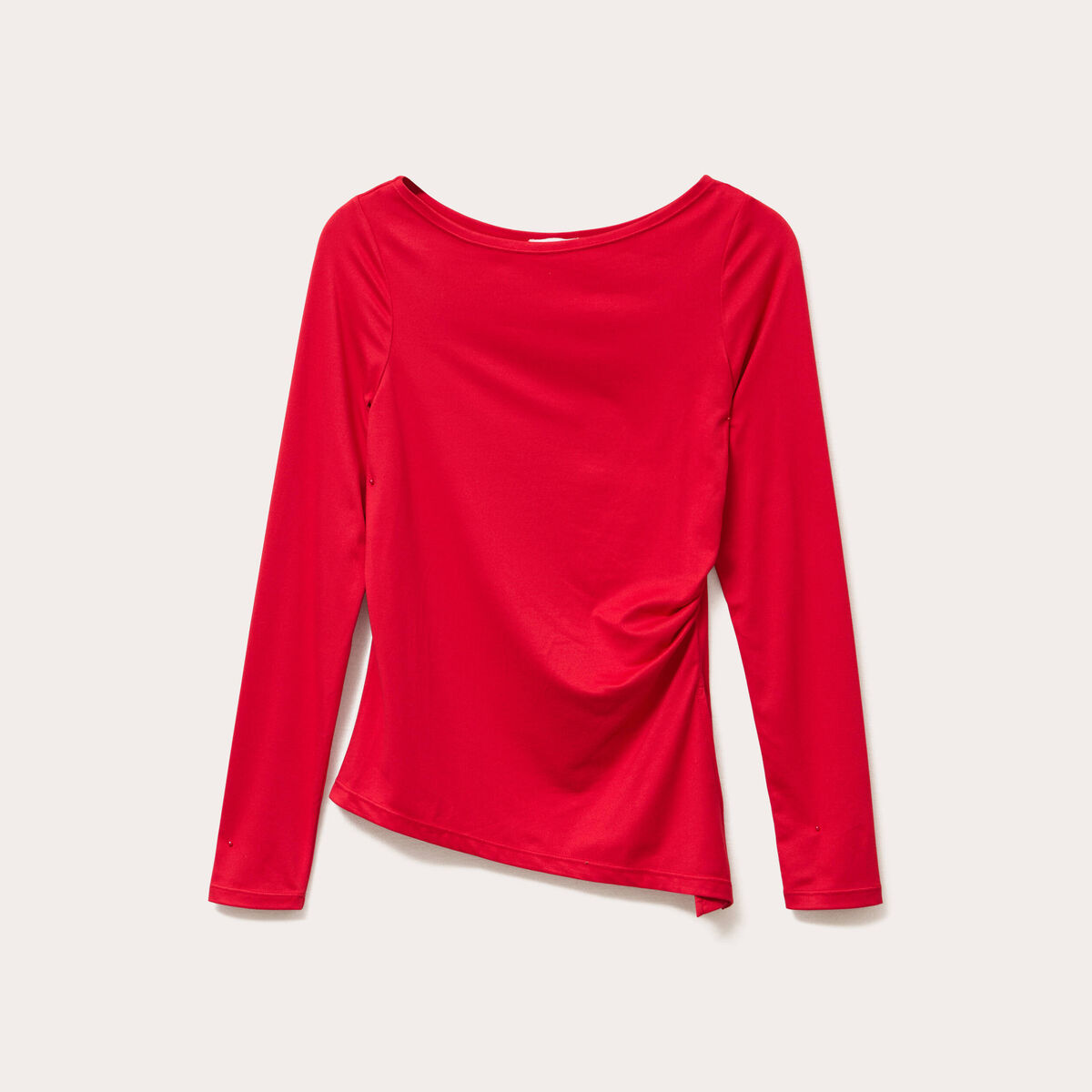 Top cintr&eacute; manches longues rouge femme