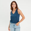 D&eacute;bardeur sans manches bleu femme