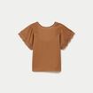 T-shirt col rond manches courtes beige femme