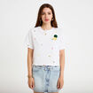 T-shirt droit cropped manches courtes blanc femme