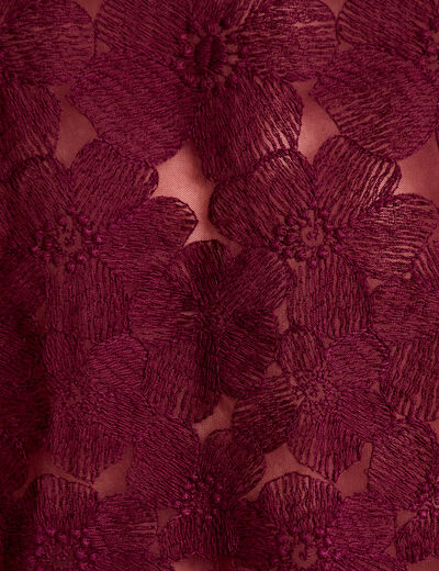 Blouse droite col v en dentelle prune femme