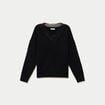 Pull col v manches longues dentelle noir femme