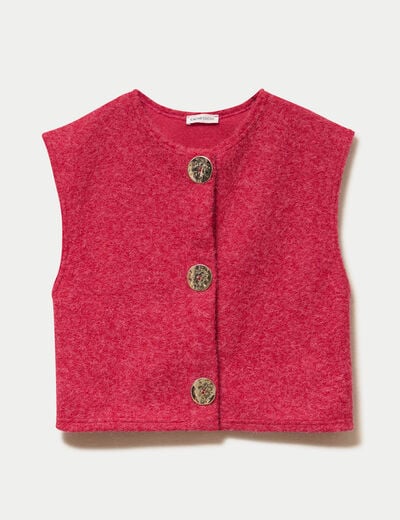 Gilet sans manches effet polaire rouge femme