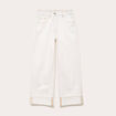 Jeans droit &agrave; revers denim blanc femme