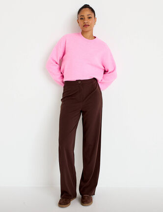 Pantalon large marron fonc&eacute; femme