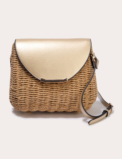 Sac bo&icirc;te paille couleur or femme