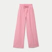 Pantalon large taille haute rouge femme