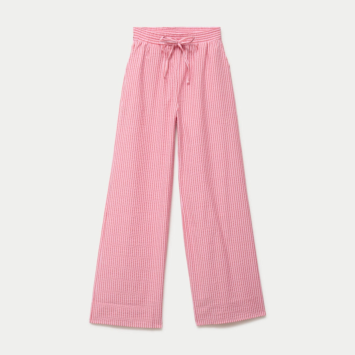 Pantalon large taille haute rouge femme
