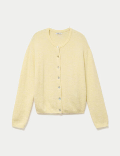 Gilet manches longues jaune clair femme