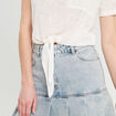 T-shirt d&eacute;tail noeud ecru femme