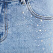 Jean wide leg taille basse strass denim triple stone femme