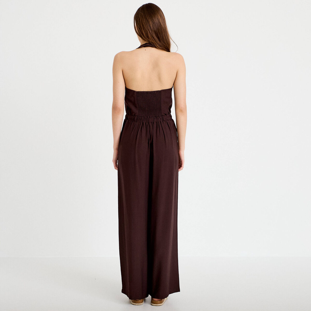Combinaison dos nu marron fonc&eacute; femme