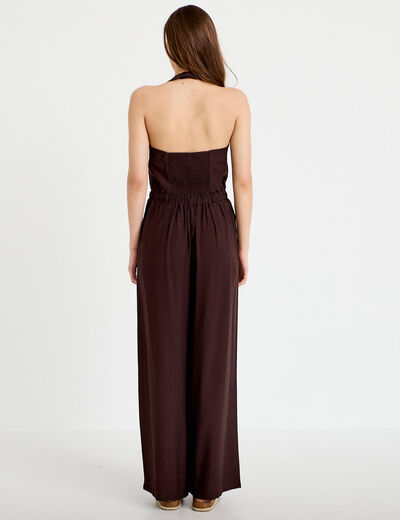 Combinaison dos nu marron fonc&eacute; femme