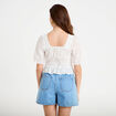 Blouse cintr&eacute;e col carr&eacute; dentelle ecru femme
