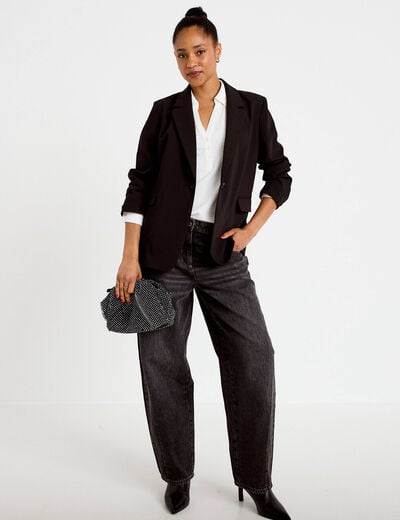 Blouse droite manches longues ecru femme