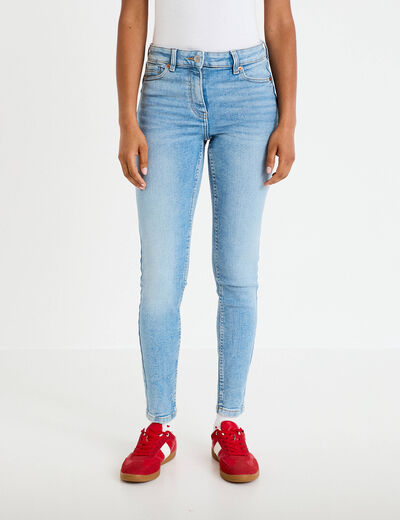 Jean skinny push-up taille standard denim bleach femme