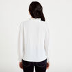 Blouse droite col v manches longues ecru femme