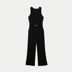 Combinaison large sans manches ceintur&eacute;e noir femme