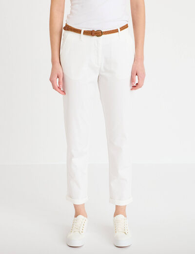 Pantalon chino 7/8&egrave;me ecru femme