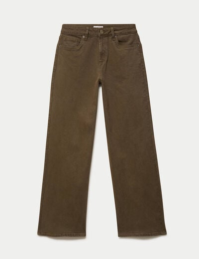 Jean bootcut en velours vert kaki femme