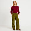 Pantalon jogging taille standard velours vert kaki femme